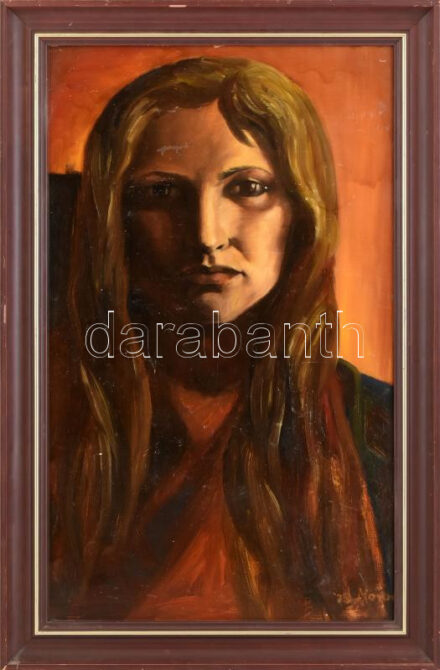 Morvai Tibor (?-): Portré III. Olaj, farost. Sérült. Fakeretben. 69×41 cm.