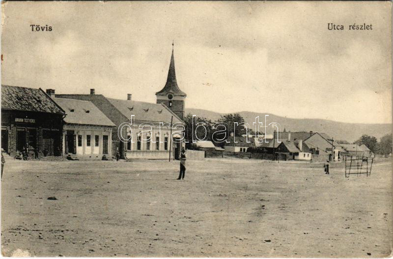 Tövis, Teius; utca, Ábrahám testvérek üzlete. Magyar Automatagyár és kölcsönző rt. / street, shop