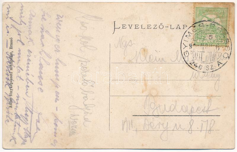 Gyimesbükk, Ghimes-Faget; búcsú, ünneplő falubelik az utcán. Adler és fia Brassó / procession, villagers, folklore + 'GYIMES-BRASSÓ 246. SZ.' vasúti mozgóposta (EB) - Image 2