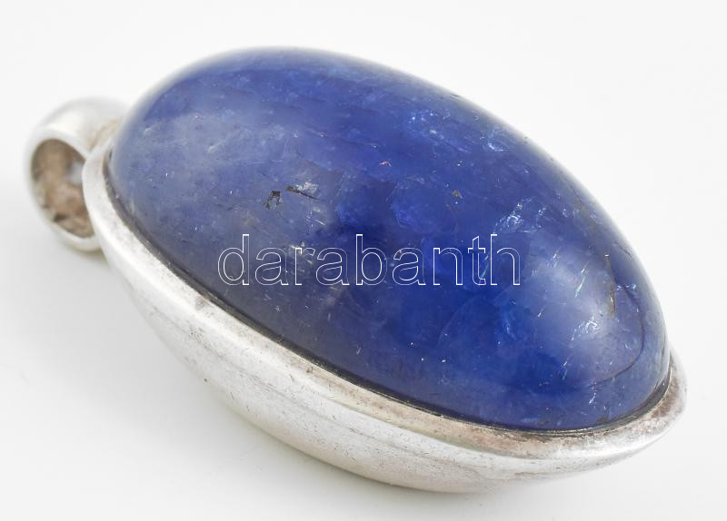 Ezüst (Ag) foglalatban, nagyméretű tanzanit, medál, jelzett, 5,5x2,5 cm, bruttó: 42,7 g - Image 2