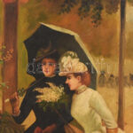 Jelzés nélkül: Virágáruslány. Olaj, vászon. Kissé sérült. 73×57 cm. - Image 2