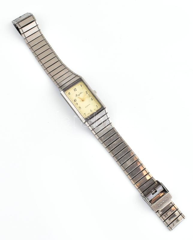 Miyoko japán kvarc karóra, fém szíjjal, némi kopással, működik, 28x20 mm - Image 2