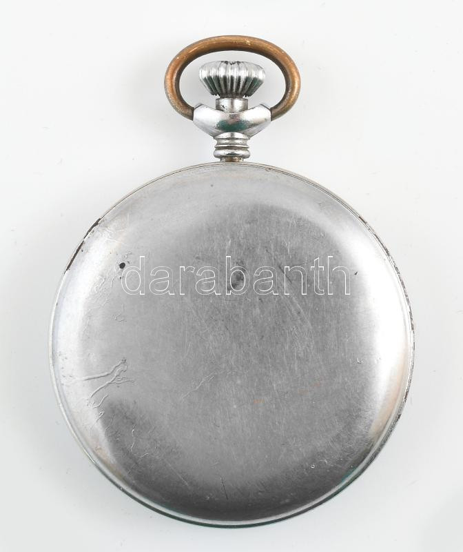 Digitális kijelzésű zsebóra, mechanikus, működik, ezüstözött tokban, kopásokkal, d: 50 mm - Image 2