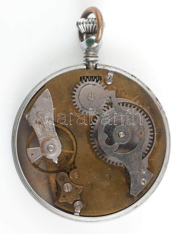 Digitális kijelzésű zsebóra, mechanikus, működik, ezüstözött tokban, kopásokkal, d: 50 mm - Image 3