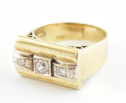 14 k arany (Au) gyűrű, magyar fémjel, 6,3 g ca 0,2 ct brillel, m:50