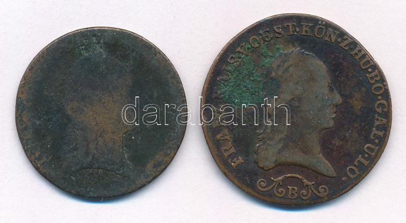 1800. 3kr Cu 'I. Ferenc' + 1812B 3kr Cu 'I. Ferenc' Körmöcbánya T:VF,F patina