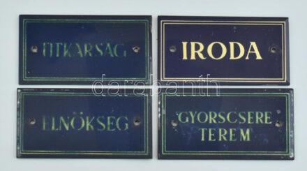 4 db retro, feliratos üveg tábla jó állapotban 15x8 cm