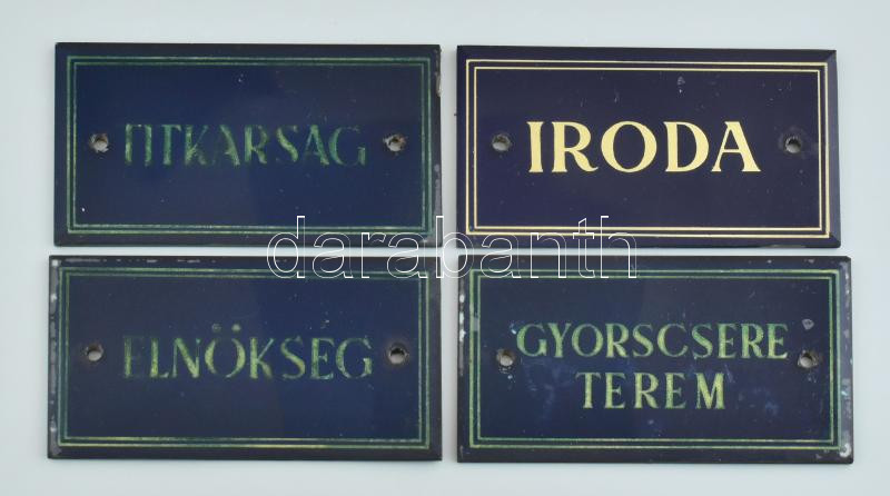 4 db retro, feliratos üveg tábla jó állapotban 15x8 cm