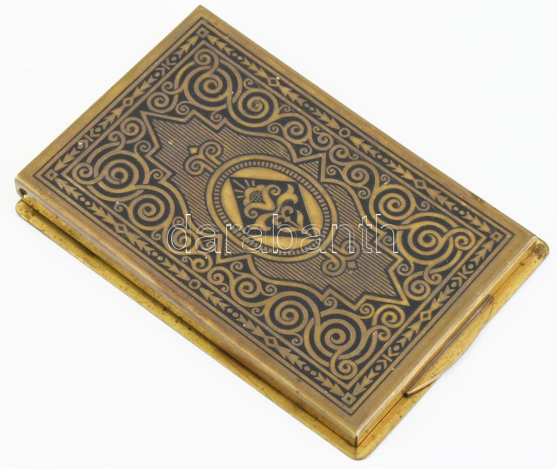 cca 1930 Régi réz jegyzettömb tartó, festett, 9x14 cm - Image 2