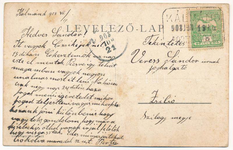 1908 Kálmánd, Camin; Ritli Károly üzlete. Divald Károly fia kiadása / shop + 'KÁLMÁND POSTAI ÜGYN' (EK) - Image 2