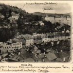 1905 Selmecbánya, Schemnitz, Banská Stiavnica; Rózsa utca, Főiskola, Muszka kamara, Schramek Lajos üzlete. Joerges / street, school, shops (fl)