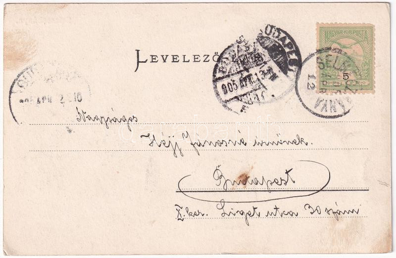 1905 Selmecbánya, Schemnitz, Banská Stiavnica; Rózsa utca, Főiskola, Muszka kamara, Schramek Lajos üzlete. Joerges / street, school, shops (fl) - Image 2