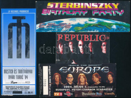 cca 2000 Koncert jegyek: Sterbinszky, Mester Tamás, Europe, Republic