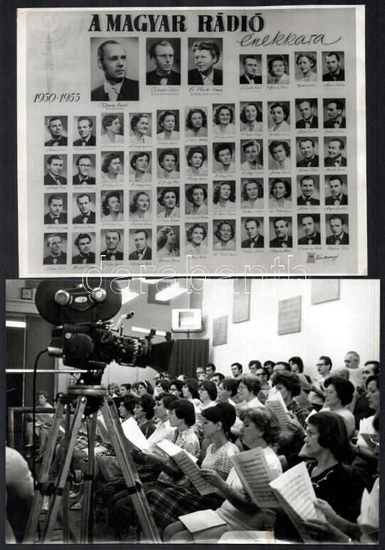 cca 1950-1970 Énekkarok, egyik a Magyar Rádió énekkara, 3 db fotó felületi hibákkal, 17×22 cm