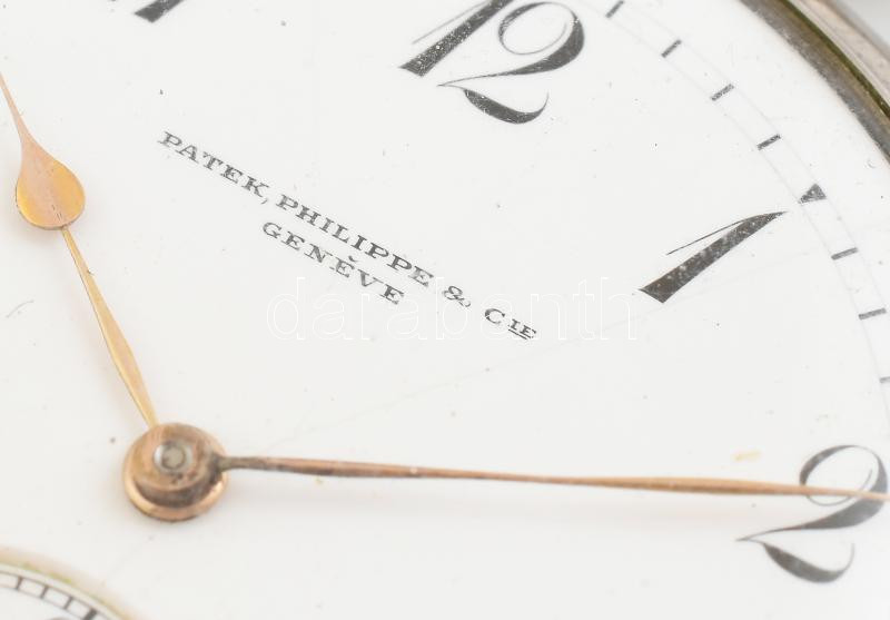 Patek Philippe zsebóra, XX. sz. eleje. Másodpercmutatós, szép számlappal, fém tokkal. Működő, jó állapotban, d: 53 mm / Patek Philippe pocket watch with metal case, in working, good condition - Image 2