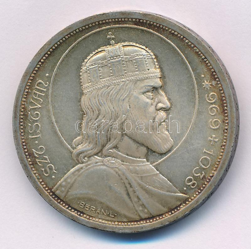 1938. 5P Ag 'Szent István' T:XF patina Adamo P8.1