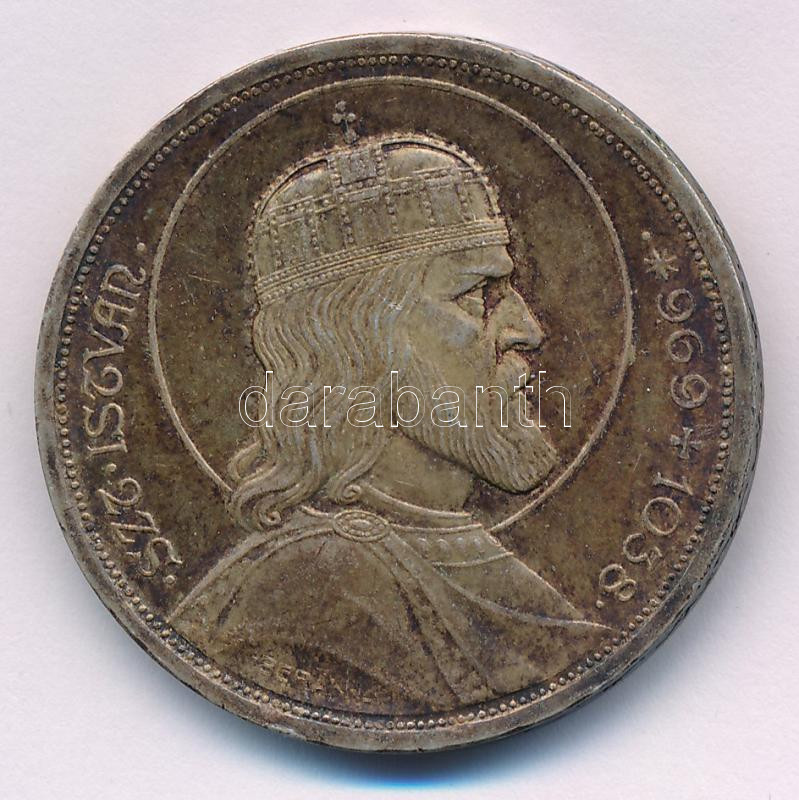 1938. 5P Ag 'Szent István' T:AU patina, kis ph Adamo P8.1