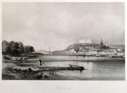 Alt Rudolf: Album malerischer Donau-Ansichten. acélmetszetei, 25 db. Triest, [1856], Literarisch-artistische Abtheilung des österreichischen Lloyd. Látképek: Ulm, Regensburg, Walhalla, Straubing, Passau, Engelhardszell, Aschach, Linz,
