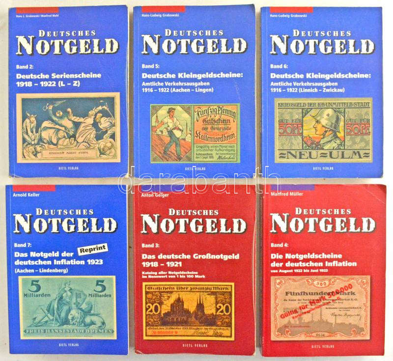 14db-os, a német kiadású szükségpénzeket tartalmazó sorozat kötetei, közte: Deutsches Notgeld Band 1-13 : 'Deutsche Serienscheine 1918-1922 (A-K), (L-Z); Das deutsche Großnotgeld 1918-1921; Die Notgeldscheine der deutschen Inflation von - Image 2