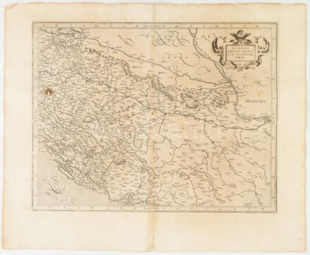 Sclavonia, Croatia, Bosnia cum Dalmatia parte. Per Gerardum Mercatorem. rézmetszetű térkép. cca 1590 460x360 mm Hátoldalán latin nyelvű szöveggel. Kis beszakadással / Copper plate map of Slavonia, Dalmatia, Bosnia, Croatia. with a small