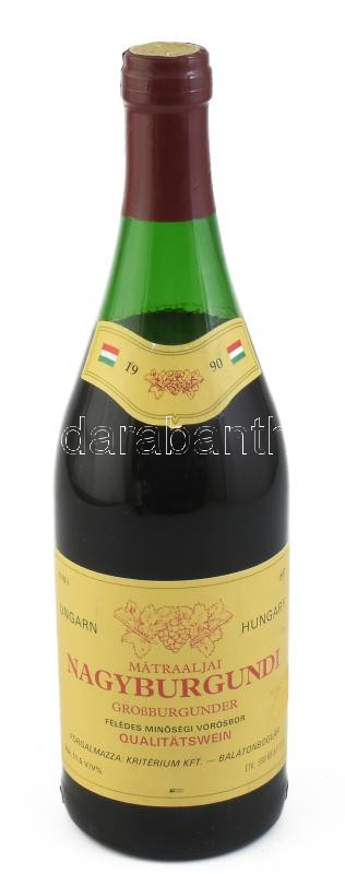 1990 Mátraaljai Nagyburgundi, bontatlan palack félédes vörösbor, 11,5%, 0,75l