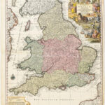 Britanniae sive Angliae Regnum... Seutter, George Matthaeus (1678 - 1757), 1734. Anglia színezett rézmetszetű térképe. / Colored copper plate map. 490x565 mm