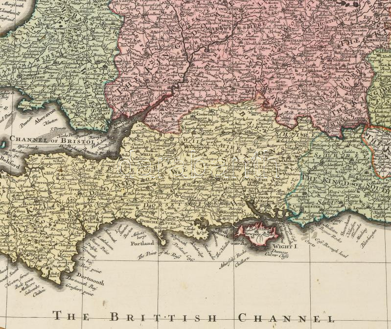 Britanniae sive Angliae Regnum... Seutter, George Matthaeus (1678 - 1757), 1734. Anglia színezett rézmetszetű térképe. / Colored copper plate map. 490x565 mm - Image 2