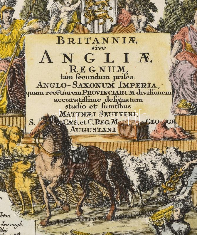 Britanniae sive Angliae Regnum... Seutter, George Matthaeus (1678 - 1757), 1734. Anglia színezett rézmetszetű térképe. / Colored copper plate map. 490x565 mm - Image 3