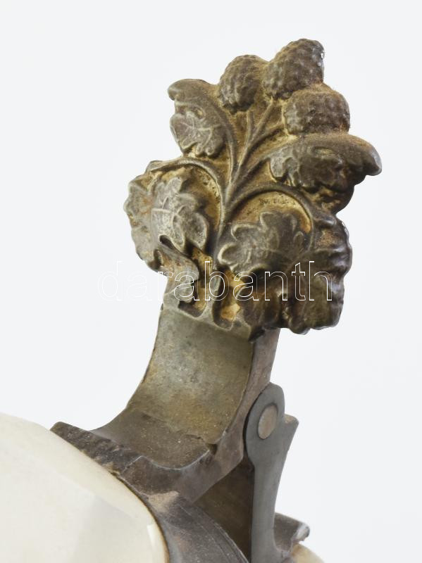Antik üveg korsó, üvegbetétes ón fedővel, korának megfelelő kopásokkal, m: 23 cm - Image 3