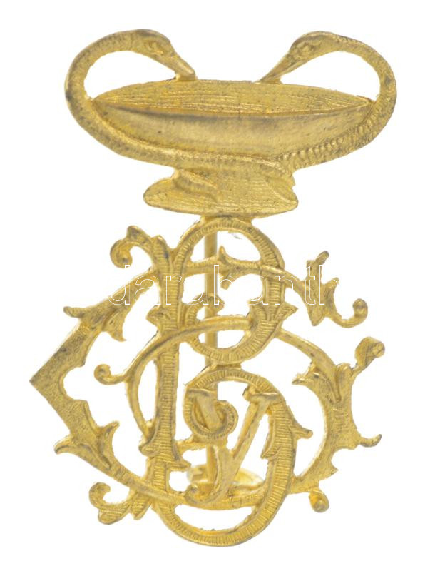 DN 'PGy' aranyozott fém patikus monogram kitűző (36x25mm) T:AU