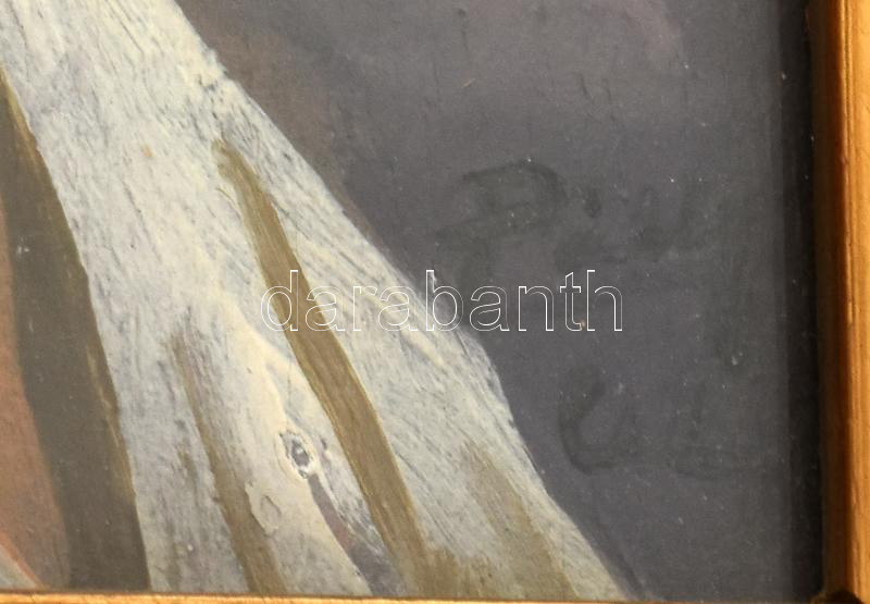 Pállya Celesztin (1864-1948): Női portré. Olaj, falemez, jelzett. Dekoratív, üvegezett fakeretben, 15×12 cm - Image 2