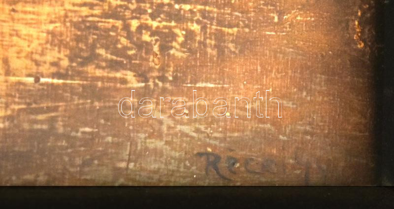 Réczei Győző (1870-?): Tehenek. Olaj, fa, jelezve jobbra lent, 8,5x14 cm, dekoratív fakeretben - Image 2