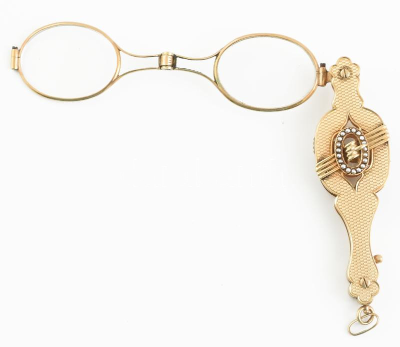 Arany (Ag/14k) lornyon, jelzett, h: 8,5 cm, bruttó: 19,07g