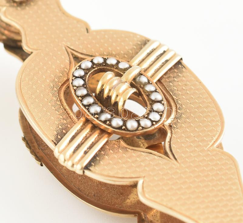 Arany (Ag/14k) lornyon, jelzett, h: 8,5 cm, bruttó: 19,07g - Image 2