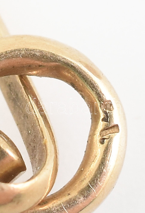 Arany (Ag/14k) lornyon, jelzett, h: 8,5 cm, bruttó: 19,07g - Image 3
