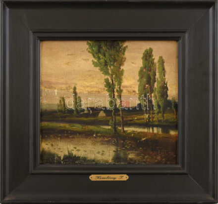 Komlóssy jelzéssel: Táj. Olaj, karton. Fakeretben. 22x25 cm.