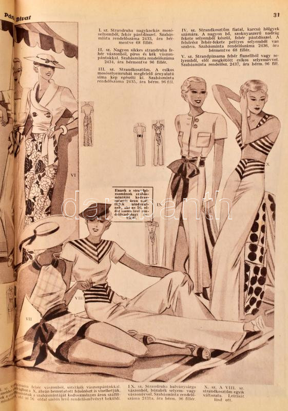 1935-1944 Párisi divat c. magazin 13 db száma, vegyes állapotban - Image 3