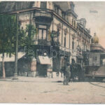 1917 Braila, Strada Galatz / street, tram, shop of N.D. Mihail Essa (r)