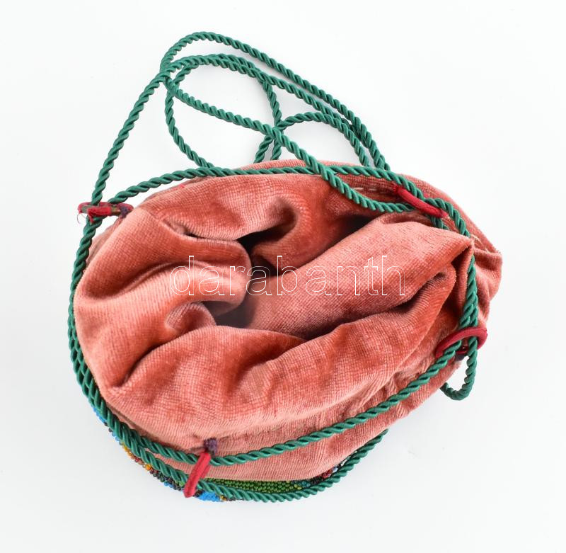 Gyöngy hímzéses szütyő. Bársony béléssel 16 cm - Image 2
