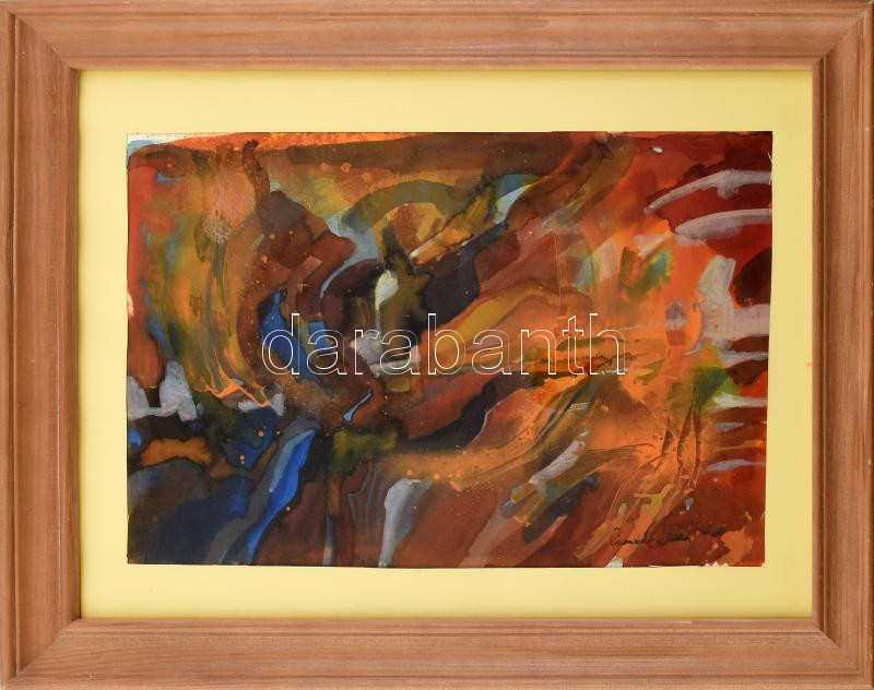 Olvashatatlan jelzéssel: Színek. Vegyes technika, papír, üvegezett keretben, 23x34 cm