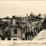 1917 Kalush, Kalus; utca részlet a bevétel után / WWI military destruction, street. photo