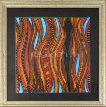 Nagy Imola (1976-): Elrejtőzve. Akvarell, kontúrfesték, papír, jelezve jobbra lent, hátoldalán autográf felirattal, fakeretben, 30x30 cm