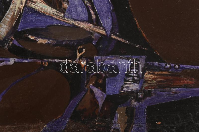 Paizs László (1935-2009): Gesztusok (cím nélkül). Vegyes technika, farost, jelezve jobbra lent. Sérült. 38x70 cm - Image 3