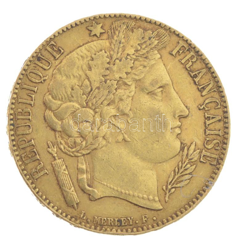 Franciaország / Második Köztársaság 1851A 20Fr Au (6,42g/0.900) T:XF,VF / France / Second Republic 1851A 20 Francs Au (6,42g/0.900) C:XF,VF Krause KM#762 - Image 2
