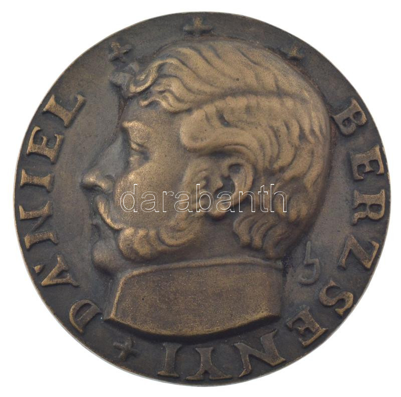 Ispánki József (1906-1992) 1936. 'Berzsenyi Dániel / 1836 - 1936' kétoldalas öntött bronz plakett dísztokban (70mm) T:AU / Hungary 1936. 'Dániel Berzsenyi / 1836 - 1936' double-sided cast bronze plaque in case. Sign.:József Ispánki (70mm)