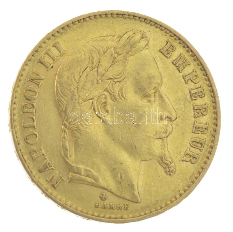 Franciaország / Második Császárság 1869BB 20Fr Au 'III. Napóleon' Strasbourg (6,46g/0.900) T:AU / France / Second Empire 1869BB 20 Francs Au 'Napoleon III' Strasbourg (6,46g/0.900) C:AU Krause KM# 801.2 - Image 2