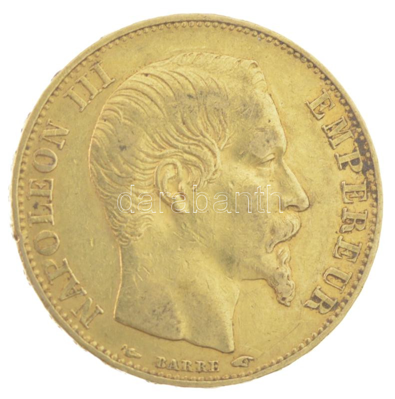 Franciaország / Második Császárság 1855A 20Fr Au 'III. Napóleon' (6,48g/0.900) T:XF / France / Second Empire 1855A 20 Francs Au 'Napoleon III' (6,48g/0.900) C:XF Krause KM#781 - Image 2