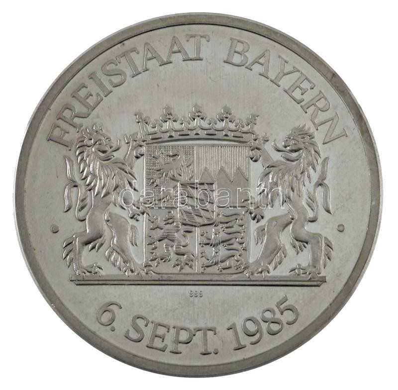 Németország / Bajorország 1985. 'Franz Josef Strauss' kétoldalas, jelzett Ag emlékérem (34,05g/0.999/50mm) T:PP fo. Germany / Bavaria 1985. 'Franz Josef Strauss' two-sided, hallmarked Ag medallion (34,05g/0.999/50mm) C:PP spotted - Image 2