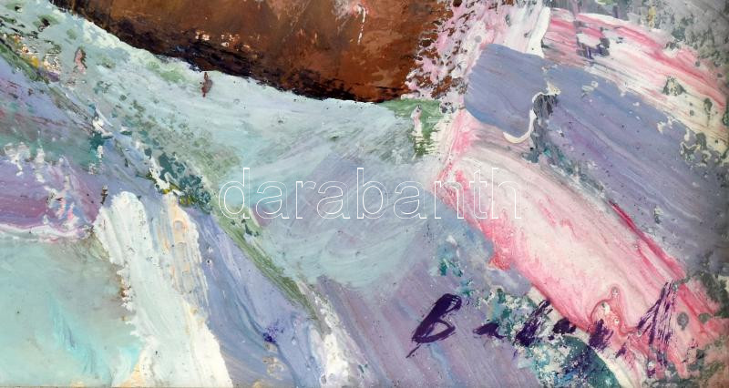 Balogh András (1919-1992): Lampionos jelenet. Olaj, műanyag lemez, jelezett, kopott, keretben, 25,5x33,5 cm - Image 2