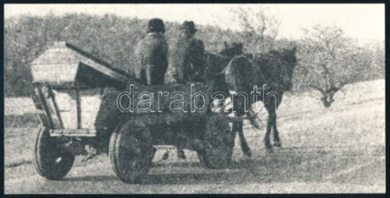 1965 Kalotaszeg, Erdély, gyászmenet (koporsót szállító szekér), fotó, a hátoldalon feliratozott, pecséttel jelzett (Szabó Imre felvétele), 23,5x11,5 cm